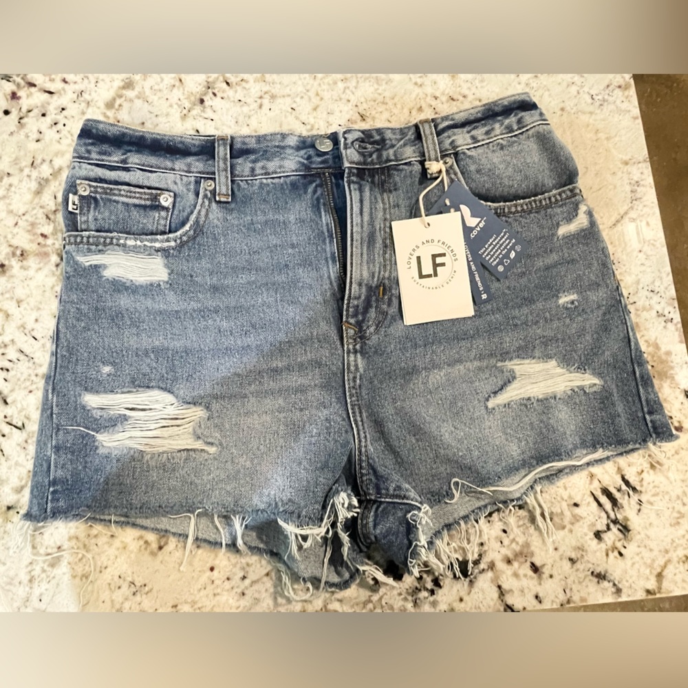 Lovers + Friends Light Blue Distressed Denim Shorts
